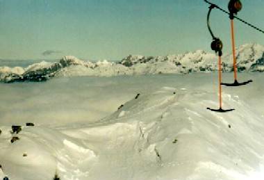 Skiing above the clouds